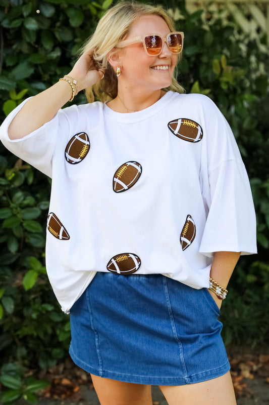 Vintage football patch oversized tee