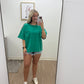 Halo Washed Oversized Top| Green