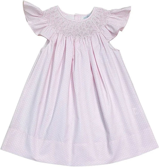 Polka Dot Pearl Smocked Dress | Pink