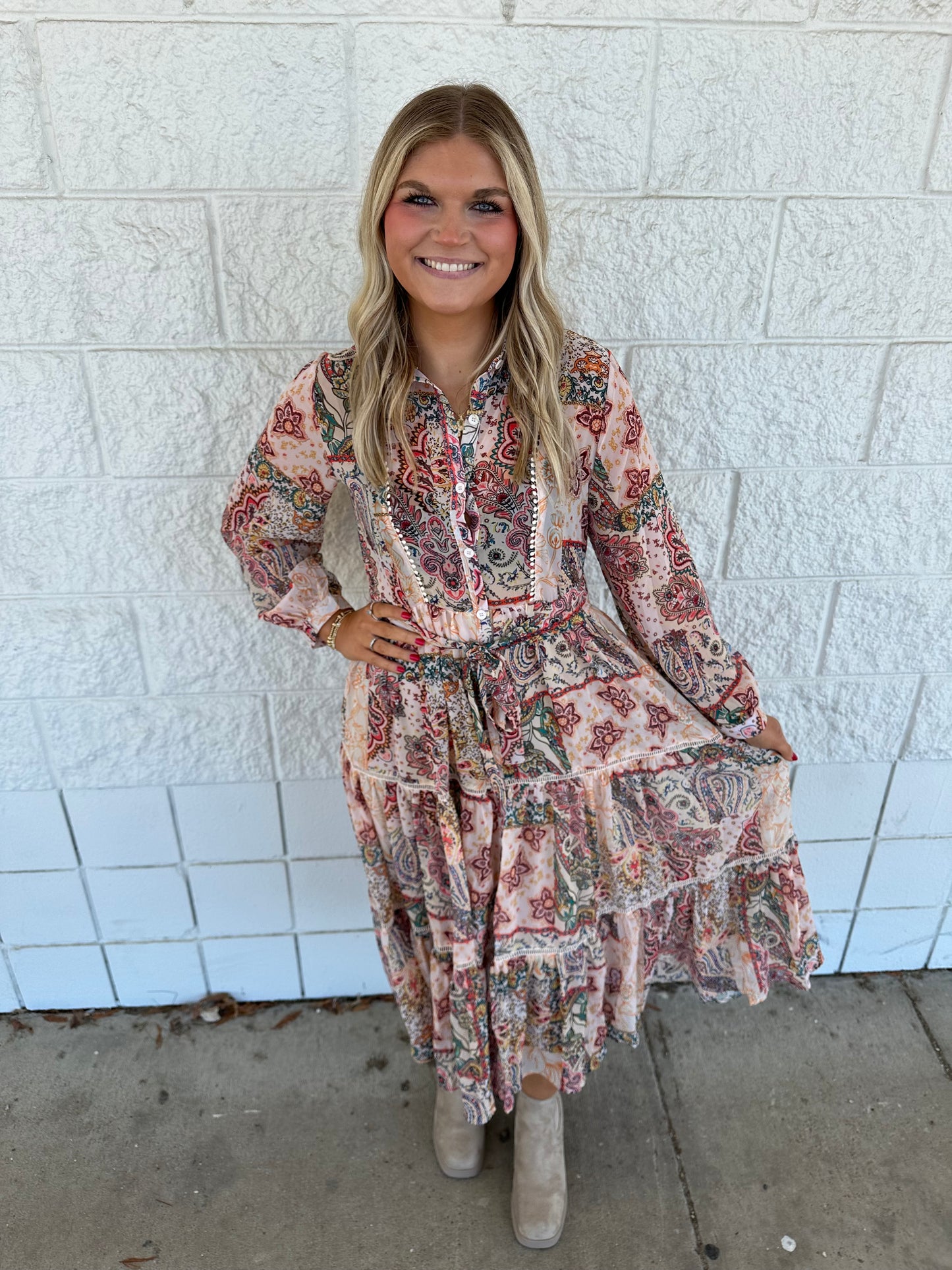 Paisley printed midi dress