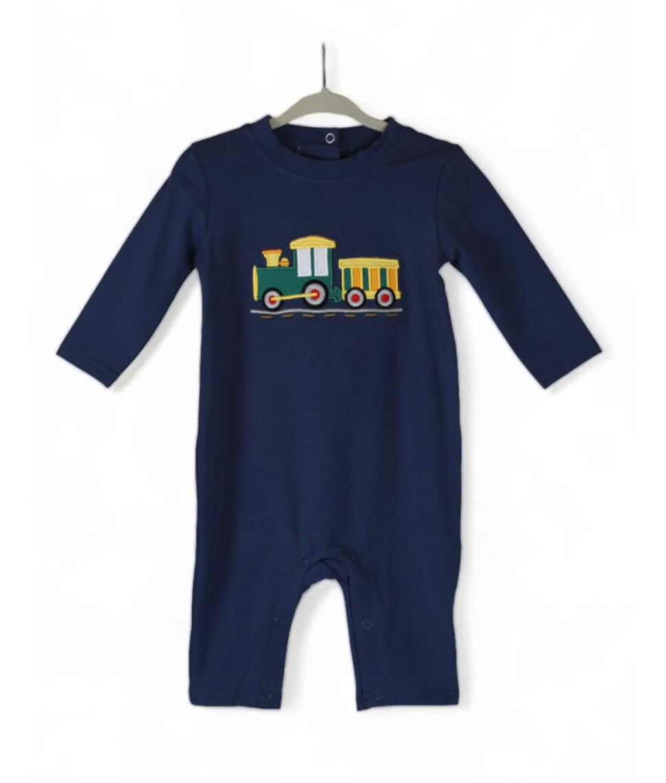 Train boy romper