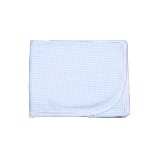 Blue Gingham Receiving Blanket Baby Loren