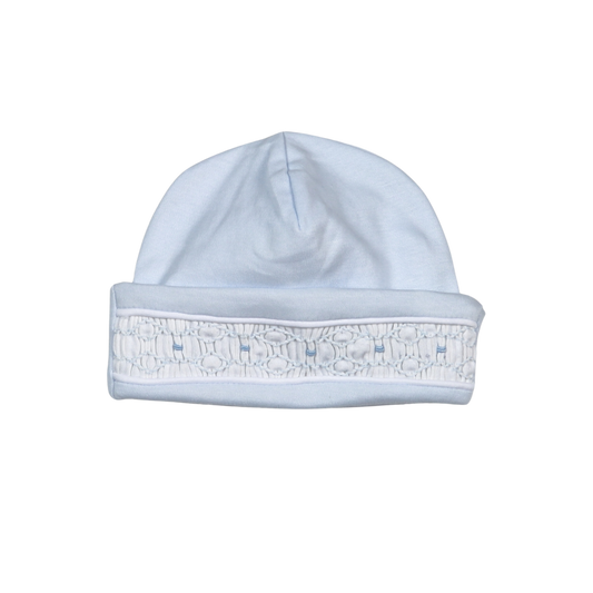 Tim Blue Stripes Hand Smocked Pima Beanie