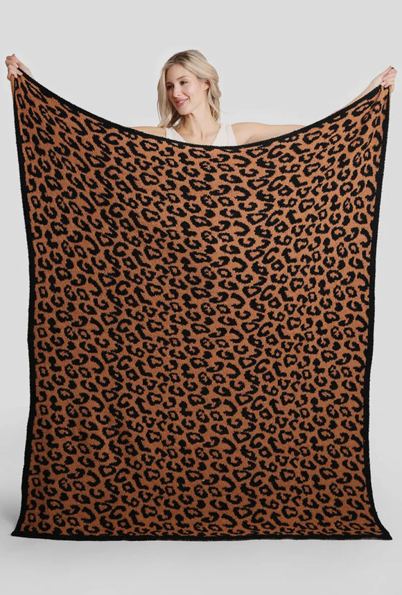 Black and tan leopard blanket