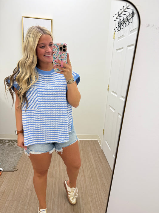 Cloud Blue Open Back Top