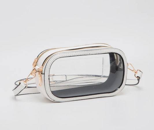 Clear Oval Crossbody White
