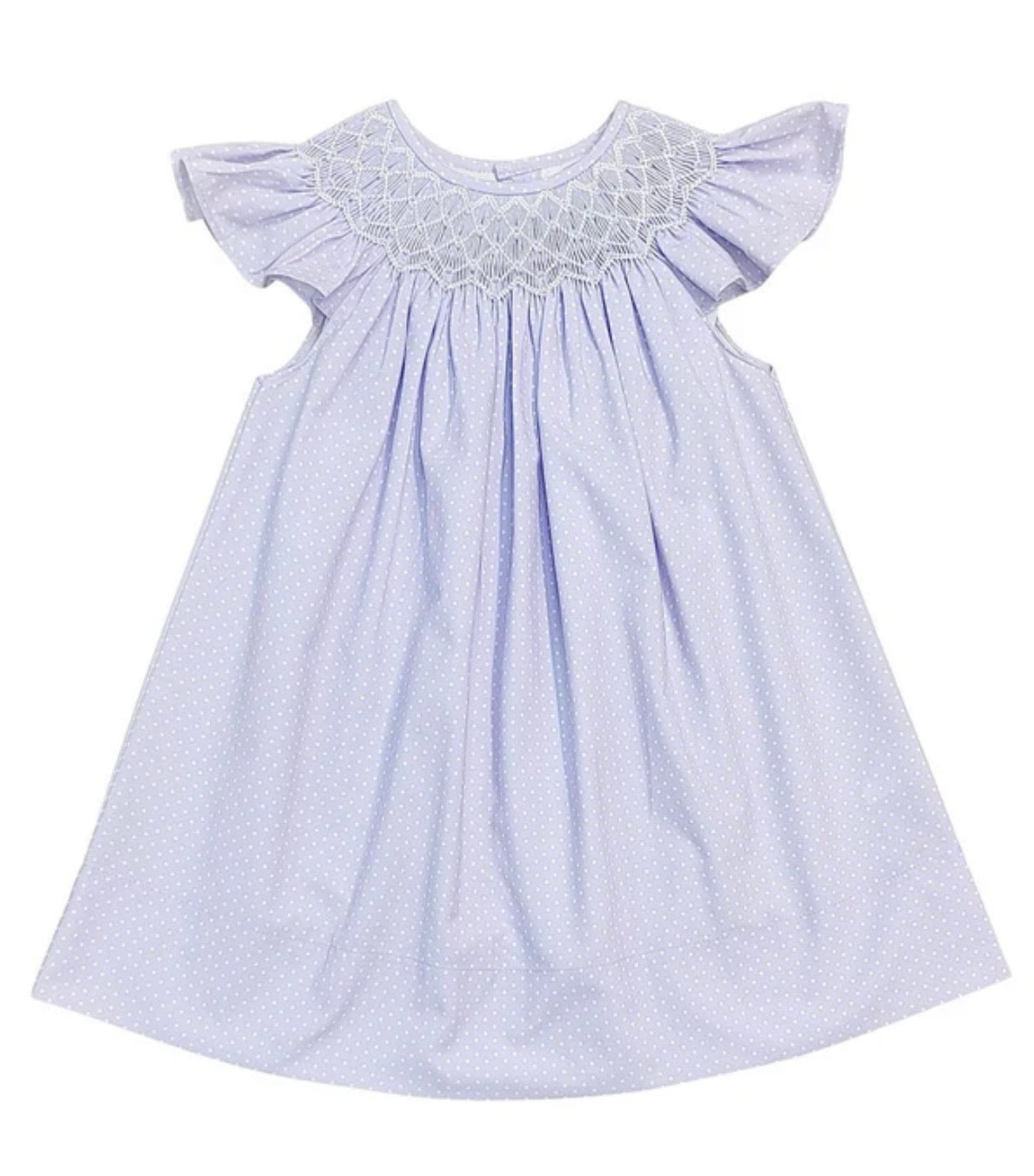 Polka Dot Pearl Smocked Dress | Purple