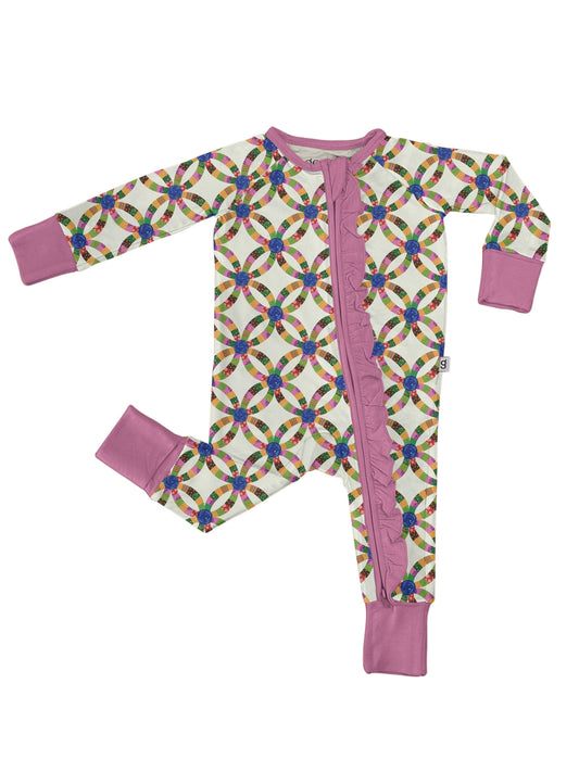 Goosies pink quilt bamboo zip pajamas