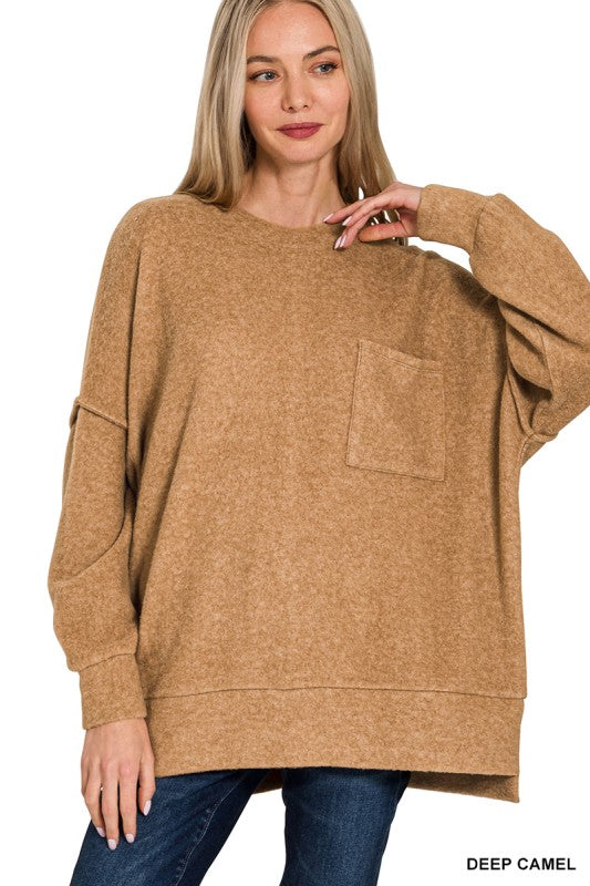 Light-weight Drop Shoulder Sweater- Deep Camel