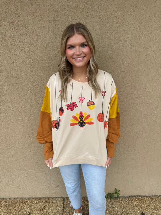 Turkey color block oversized pullover