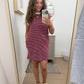 Maroon Striped Tshirt Dress w/Pockets