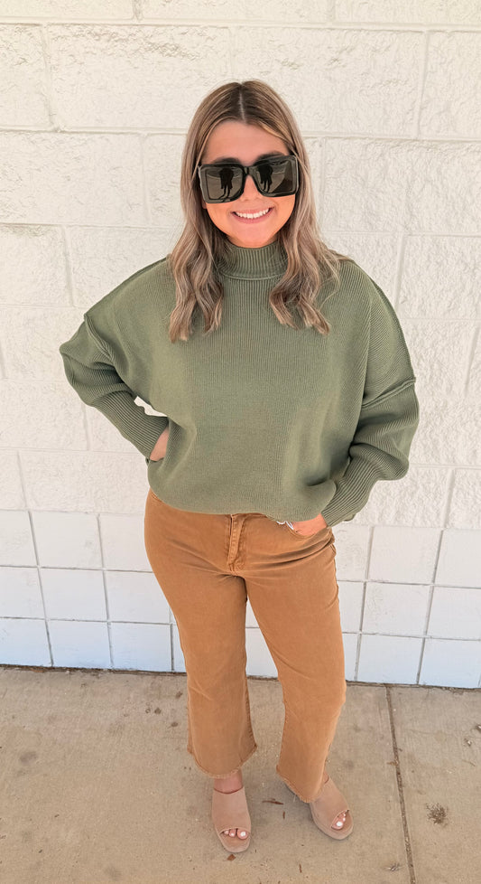 Light Olive Mock Neck Sweater