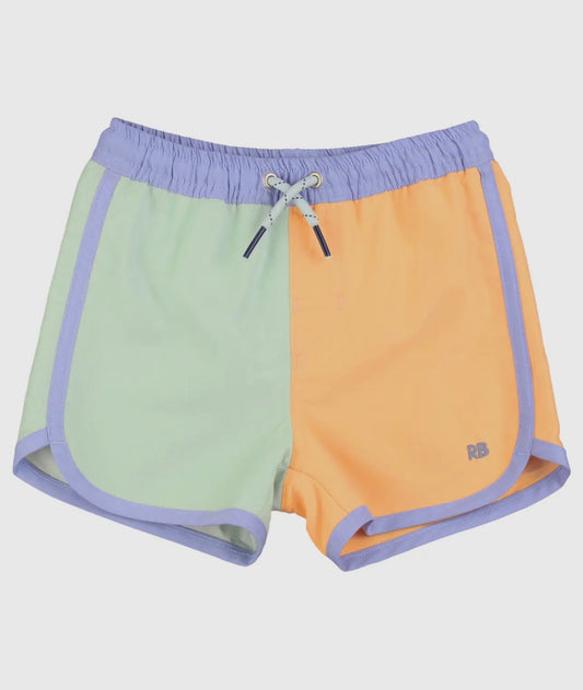 Color Block Dolphin Hem Swim Trunks