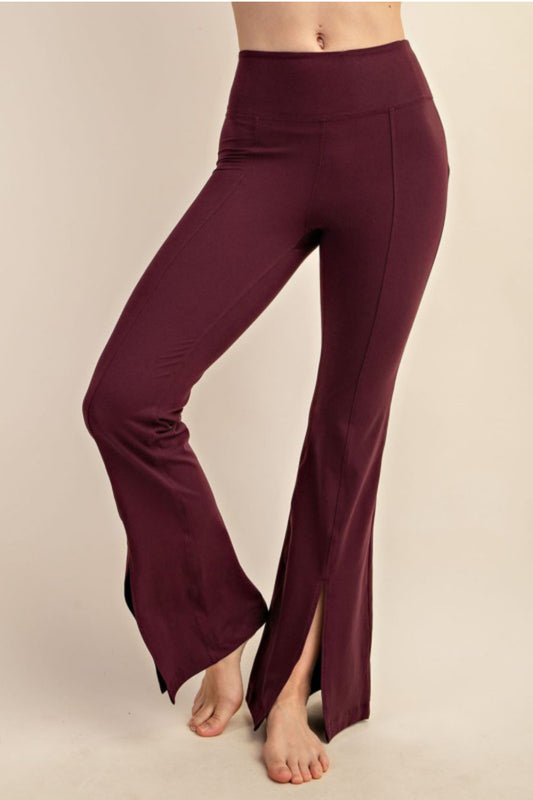 High Waist Flared Butter Soft Leggings- Maroon