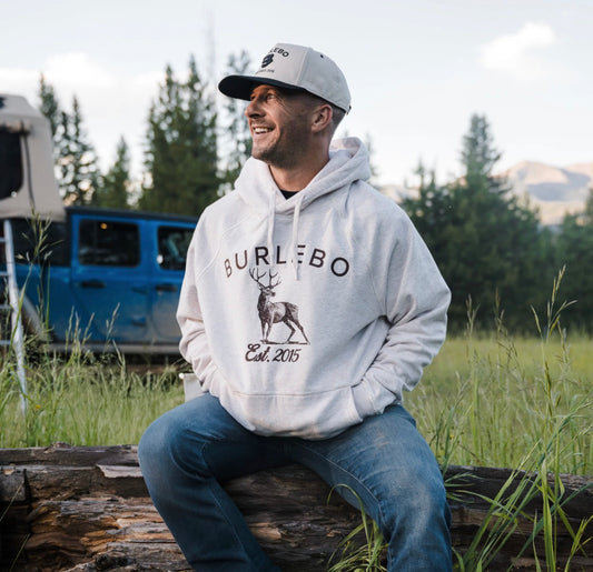 Fleece Hoodie - Whitetail Deer - Heather Oatmeal Burlebo