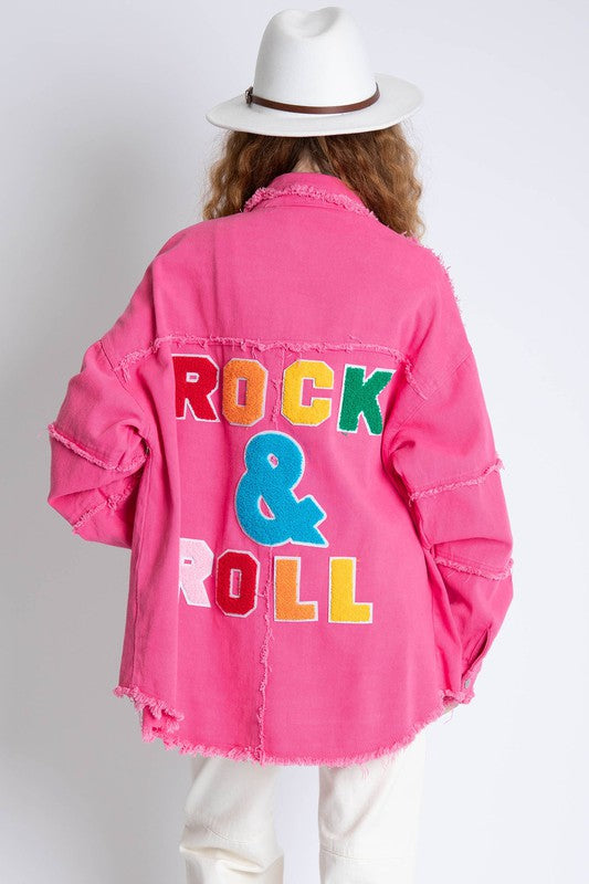 Rock and roll hot pink raw edge jacket