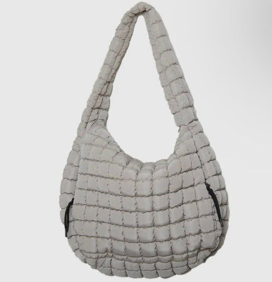 Sand oversized quilted hobo tote