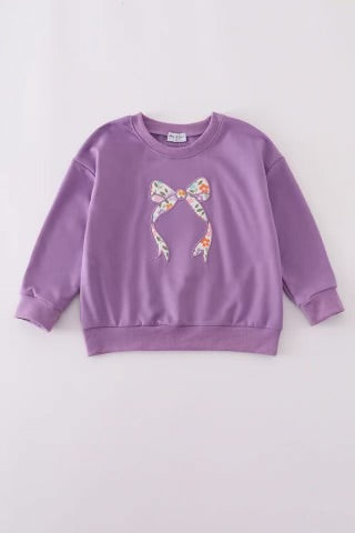 Purple Sweatshirt with Floral Bow