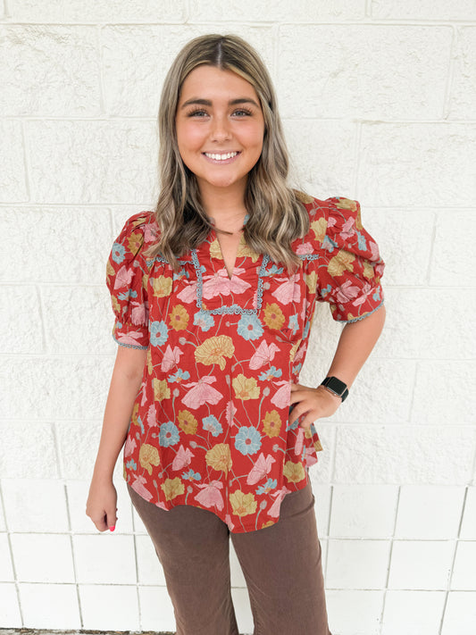 Rustic Floral Top