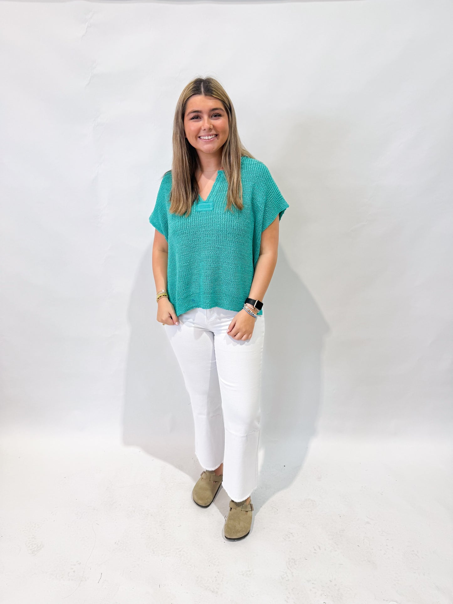 Back Patch Sweater | Turquoise