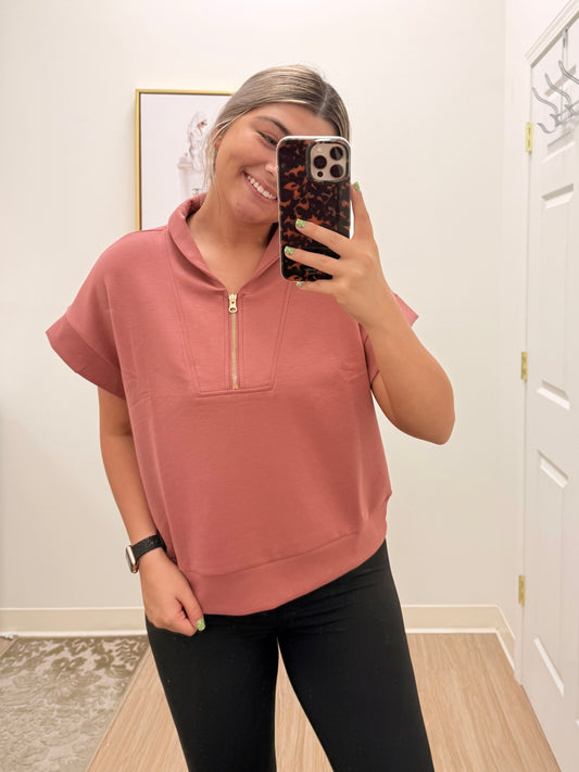 Salmon Quarter Zip