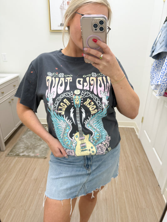 World Tour Rock '&' Roll Graphic Bleached Top