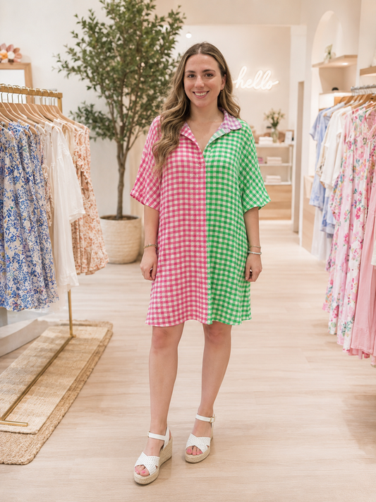 Charlotte Gingham Shoulder Dress