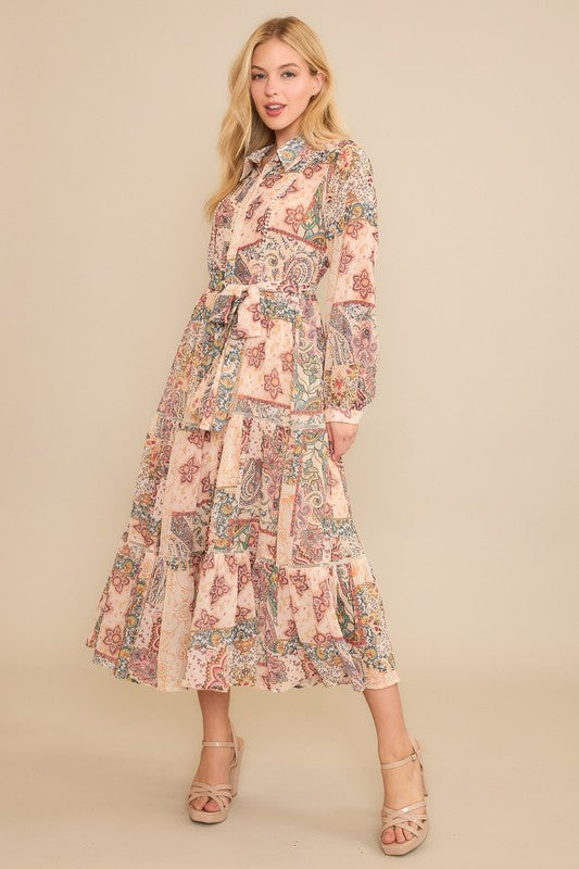 Paisley printed midi dress