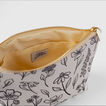 Ivory Pressed Floral Carry All Pouch - EBD