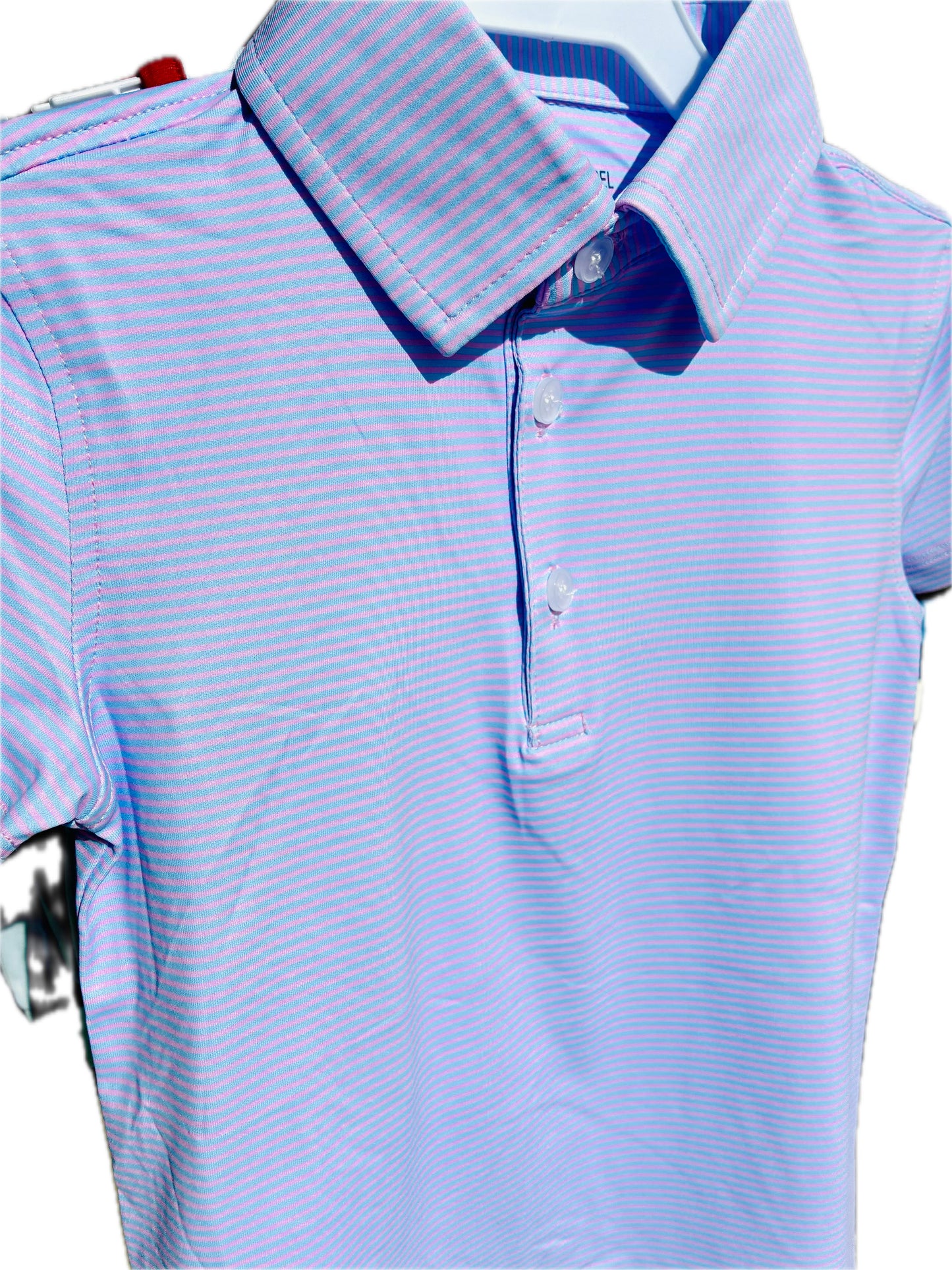 Micro Pink/Blue Stripe Performance Polo|Meripex