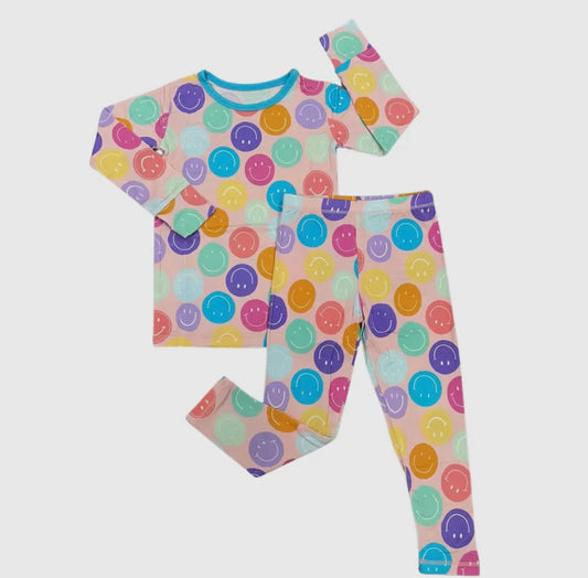 Smiley Face Bamboo Girl PJ Set