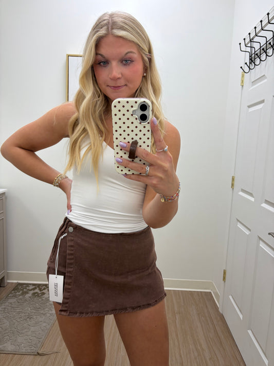 Brown Denim Skort