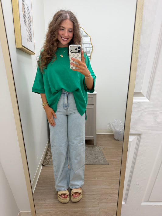 Green Scuba Side Slit Top