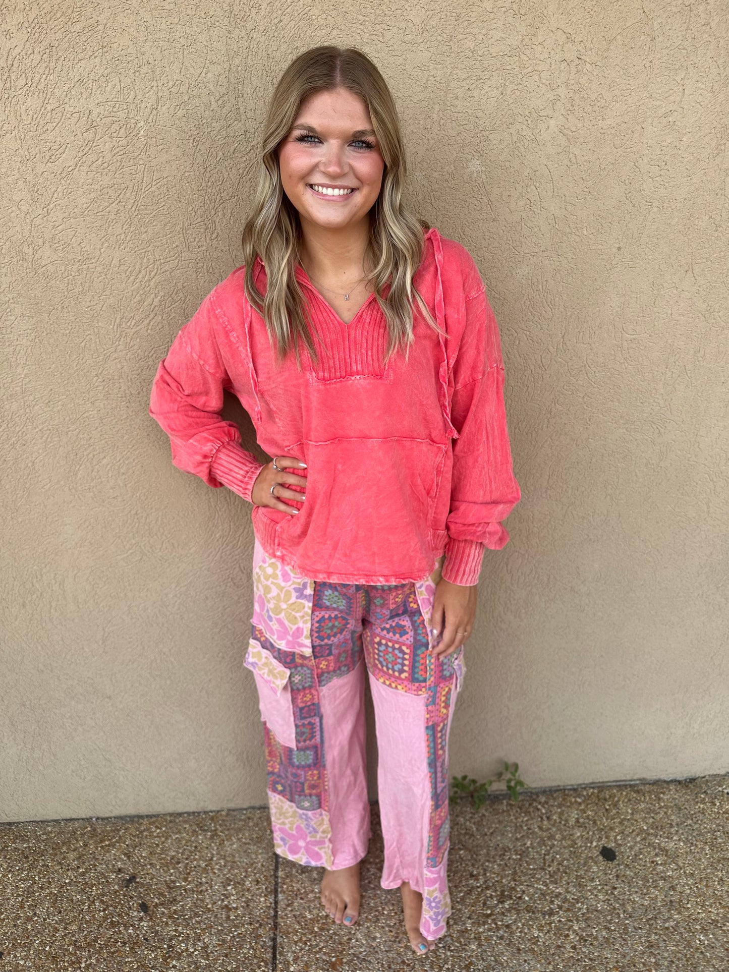 Hot pink boho patchwork pants