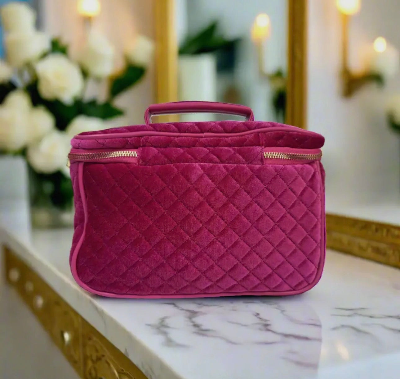 Classic Train Case - Fuchsia Velvet