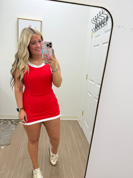 Red Colorblock Activewear Dress
