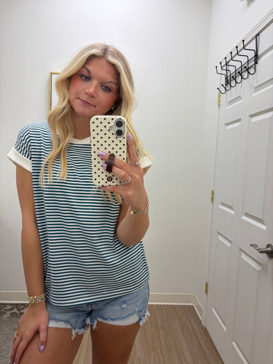Stripe Everyday Top| Teal