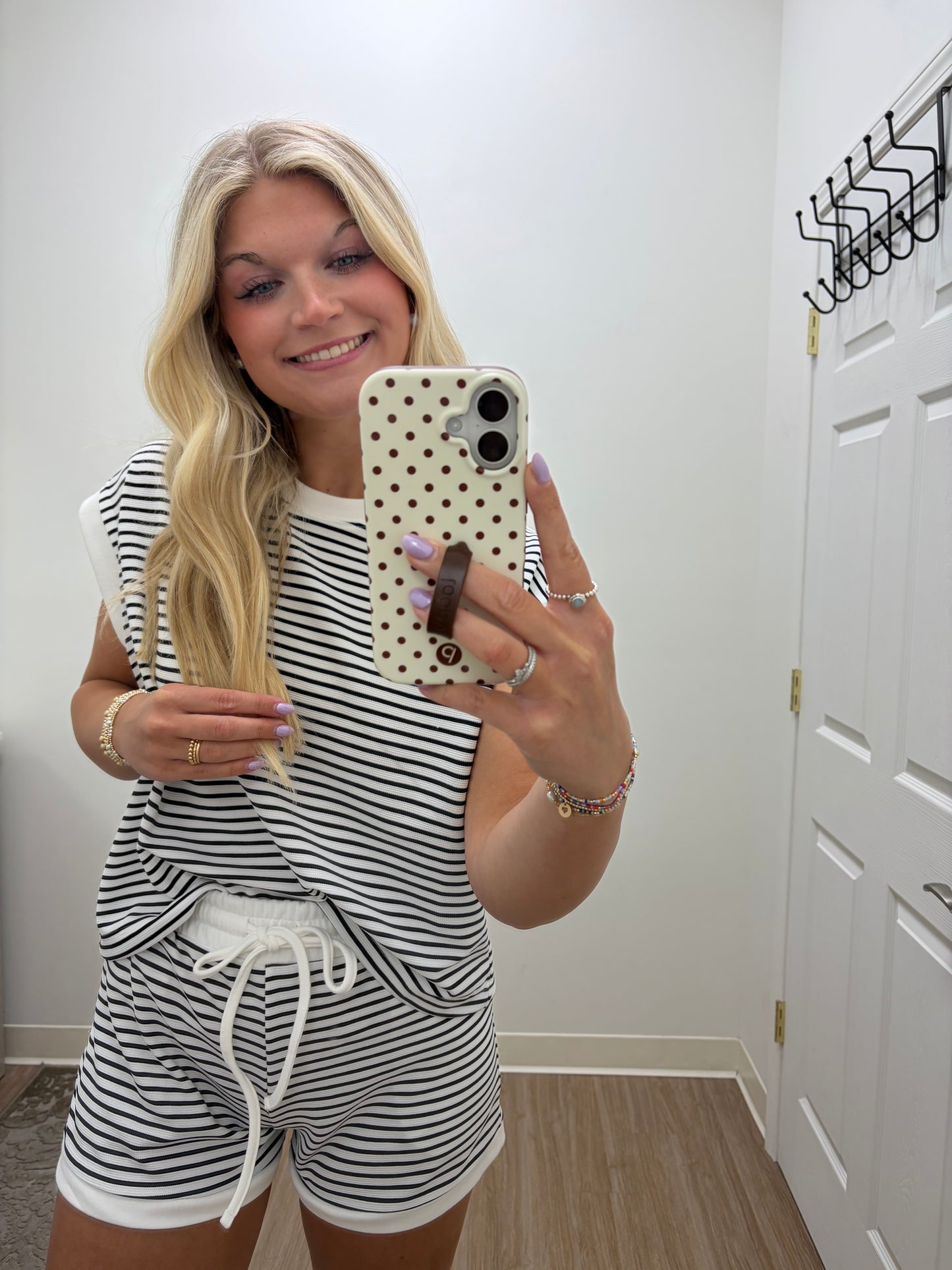 Black Stripe Short Set