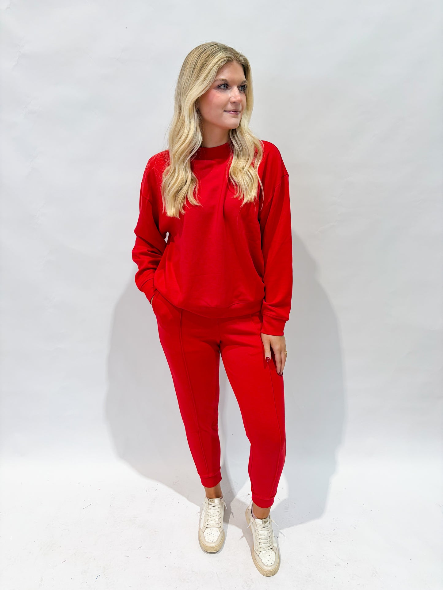Mock Neck Jogger Set | Red