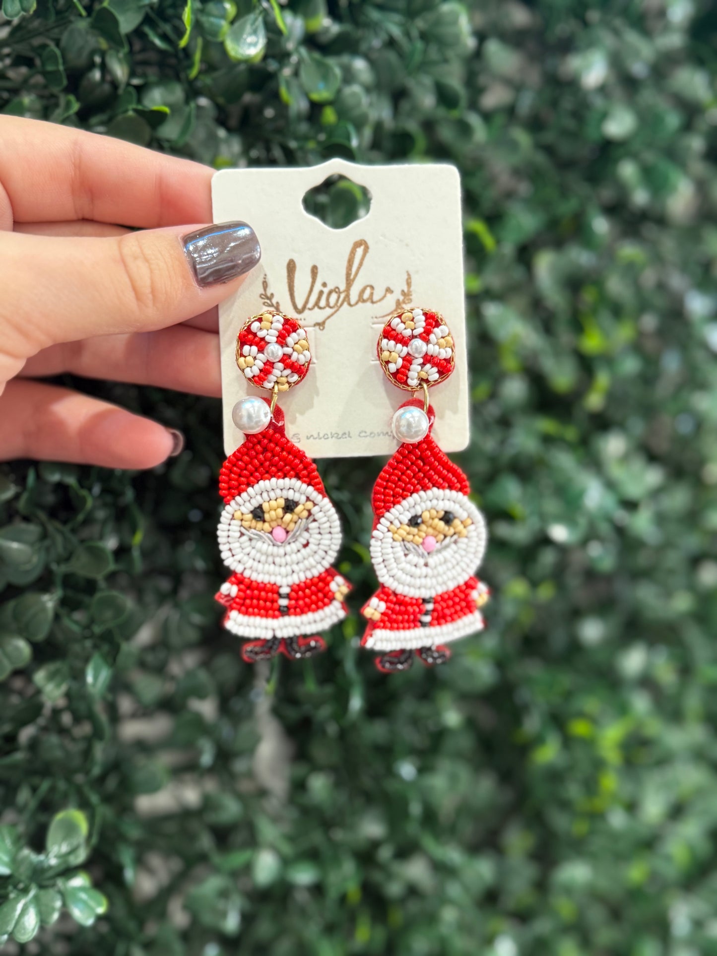 Pearl Santa Earrings