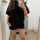 Black Ribbed Short Set