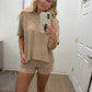 Light Mocha Ribbed Short Set