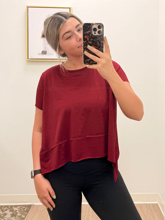 Cropped Maroon Tee