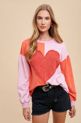 Red and pink heart waffle shirt