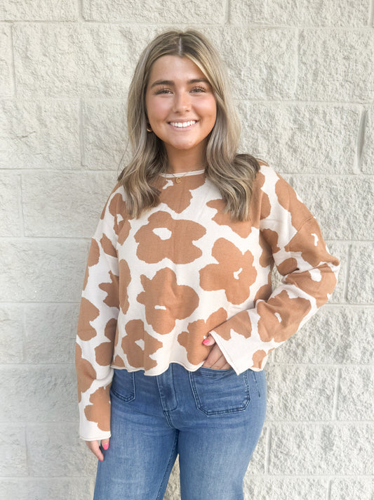 Flower Patterned Sweater