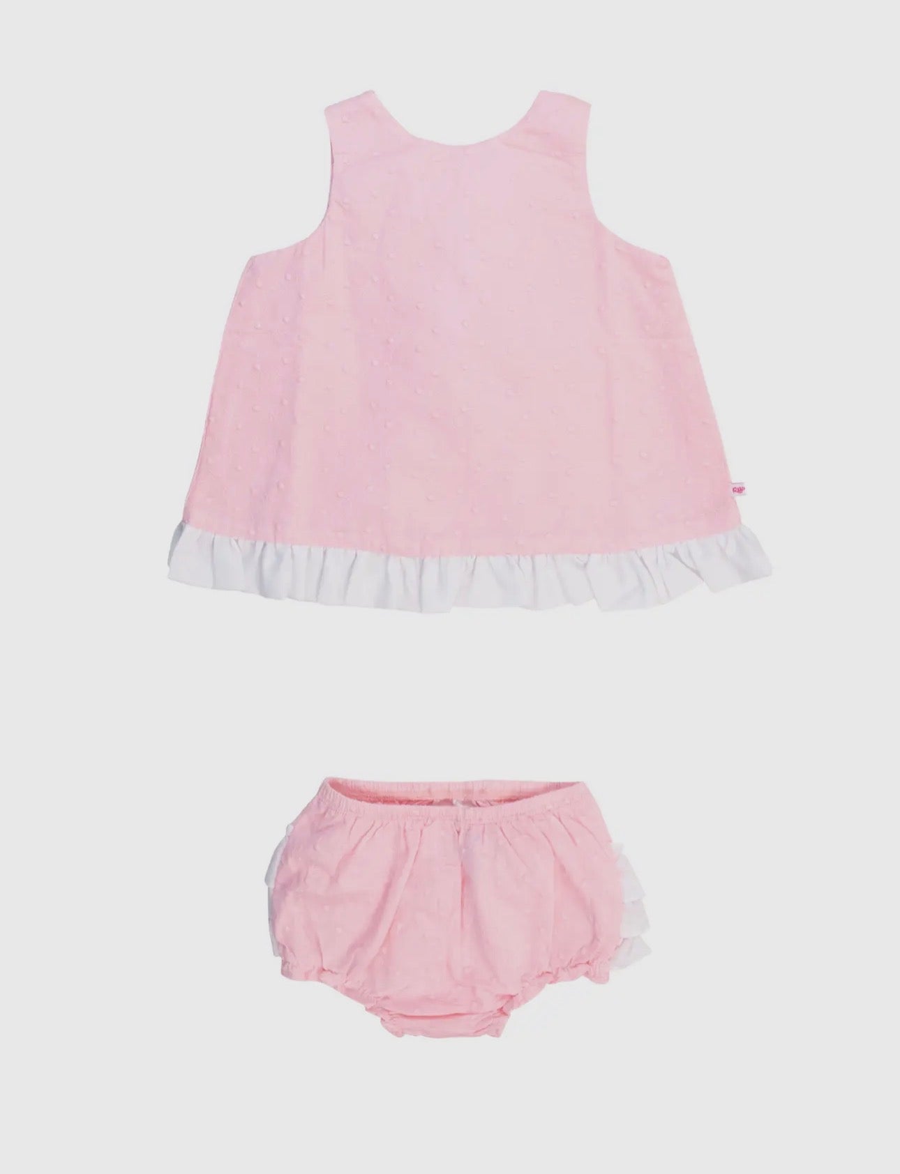 Pink and White Swiss Dot Bloomer Set
