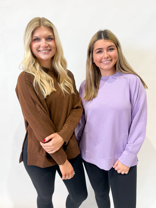 Scuba Pullover w/ Side Slits | Brown