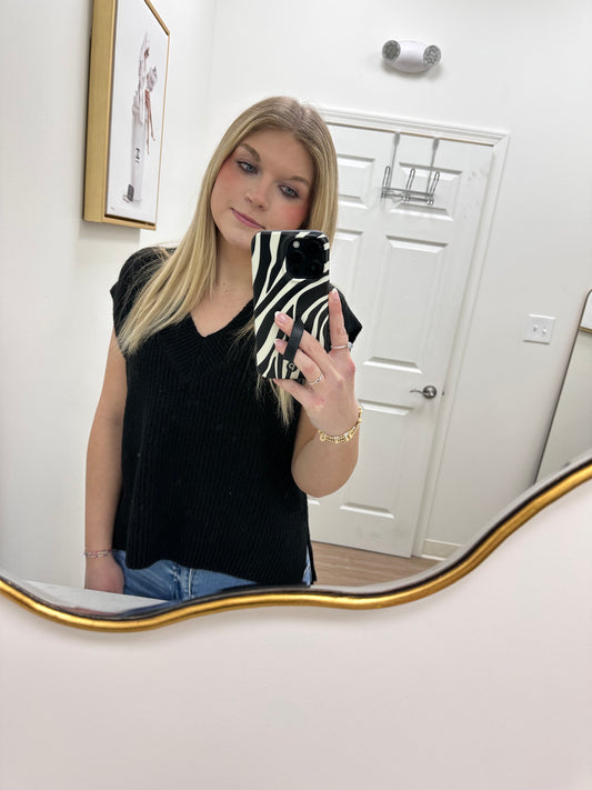 Black Sweater Vest w/ Side Slit