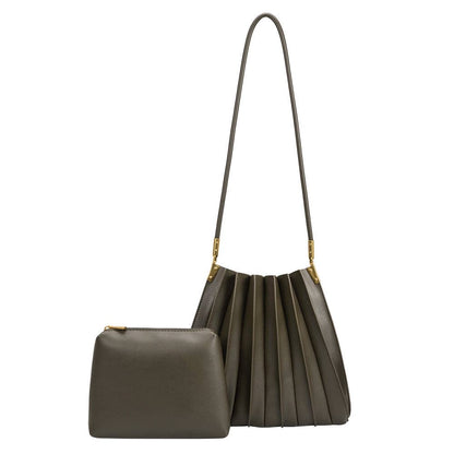 Olive pleated shoulder bag