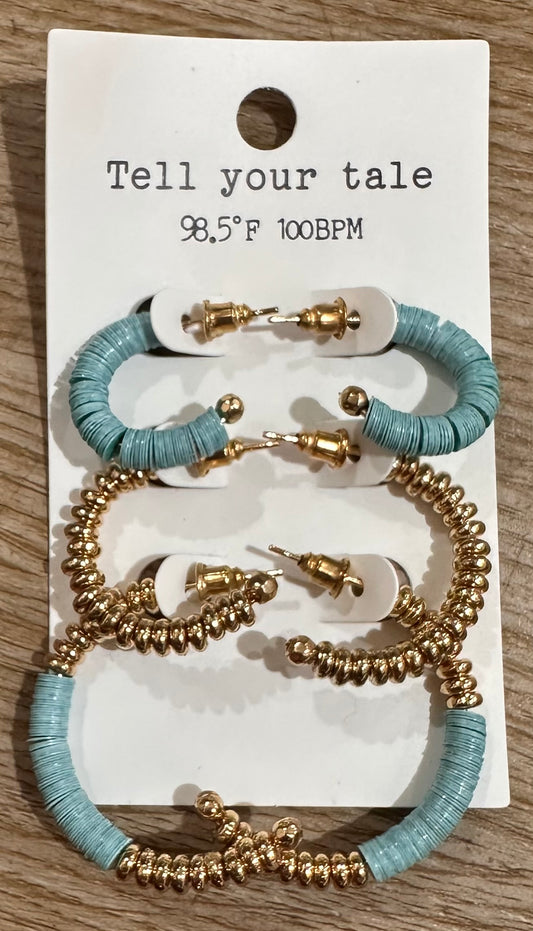 Turquoise Metal Hoops